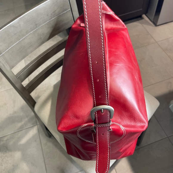 J. Jill Red Leather Weekender Travel Bag - Used - Picture 3 of 8